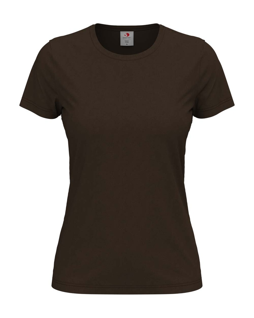 T-shirt Damski Klasyczny Bawelniany S141 - Dark Chocolate