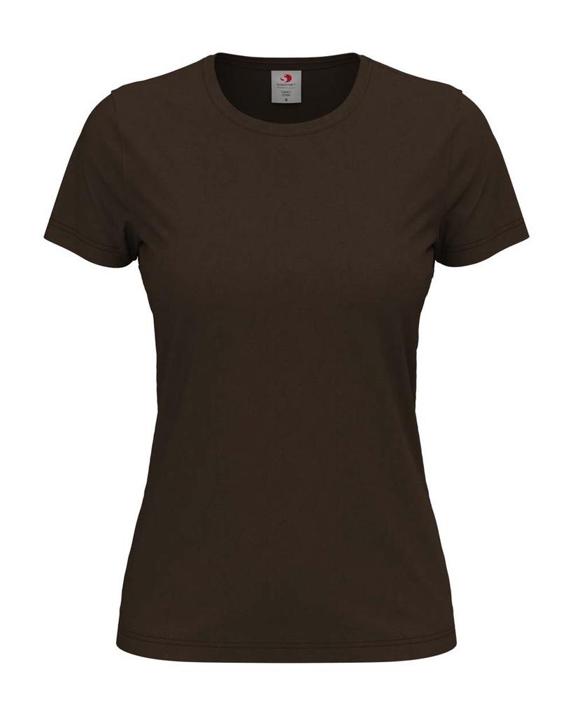 T-shirt Damski Klasyczny Bawelniany S141 - Dark Chocolate