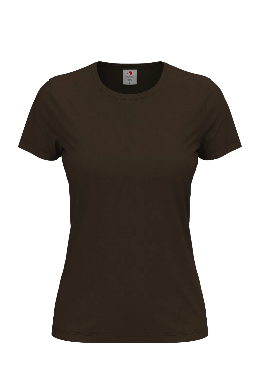T-shirt Damski Klasyczny Bawelniany S141 - Dark Chocolate