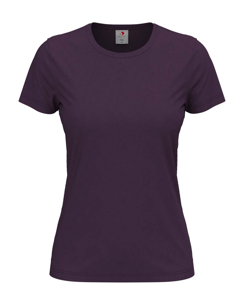 T-shirt Damski Klasyczny Bawelniany S141 - Deep Berry