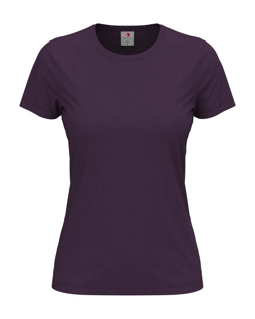 T-shirt Damski Klasyczny Bawelniany S141 - Deep Berry