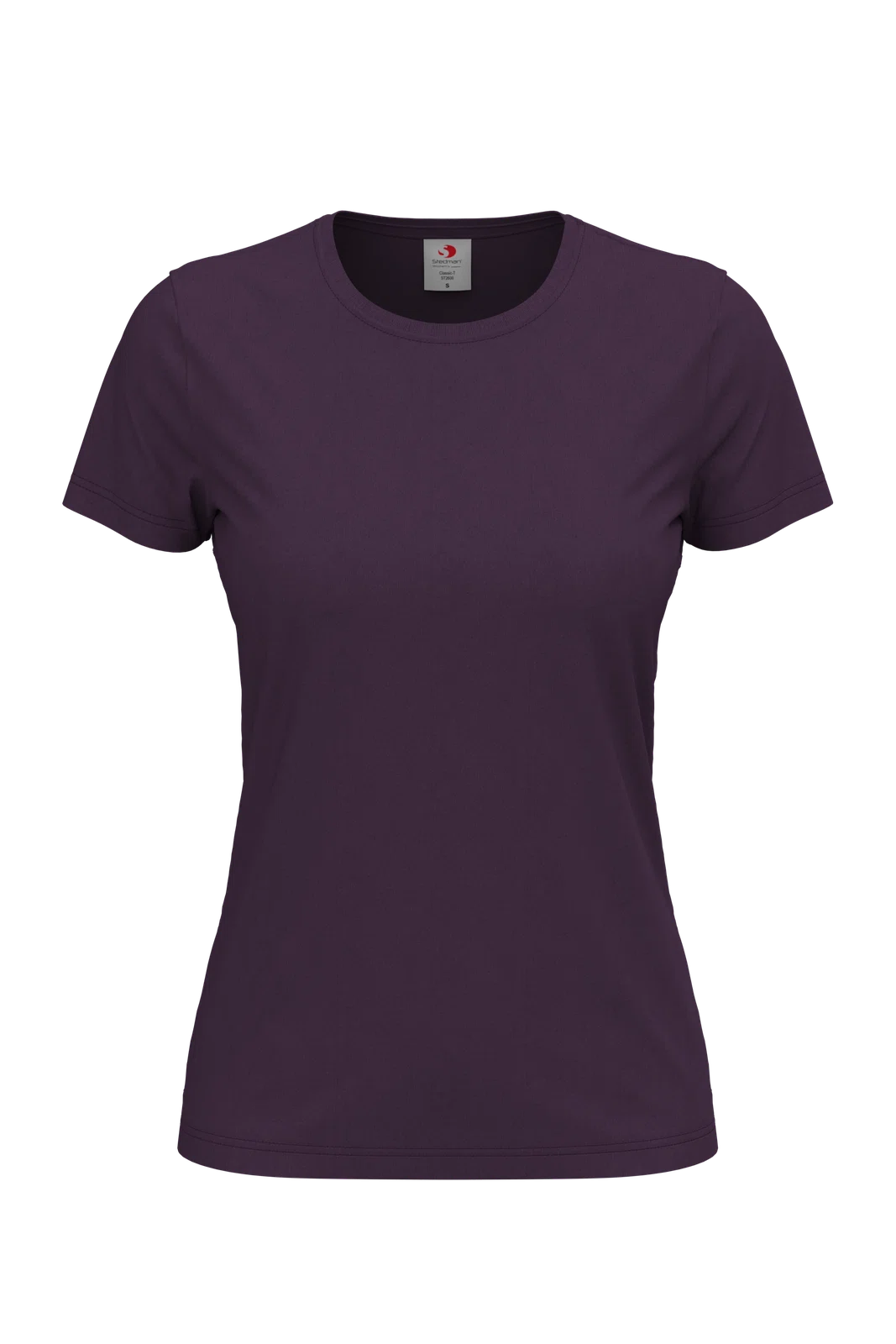 T-shirt Damski Klasyczny Bawelniany S141 - Deep Berry