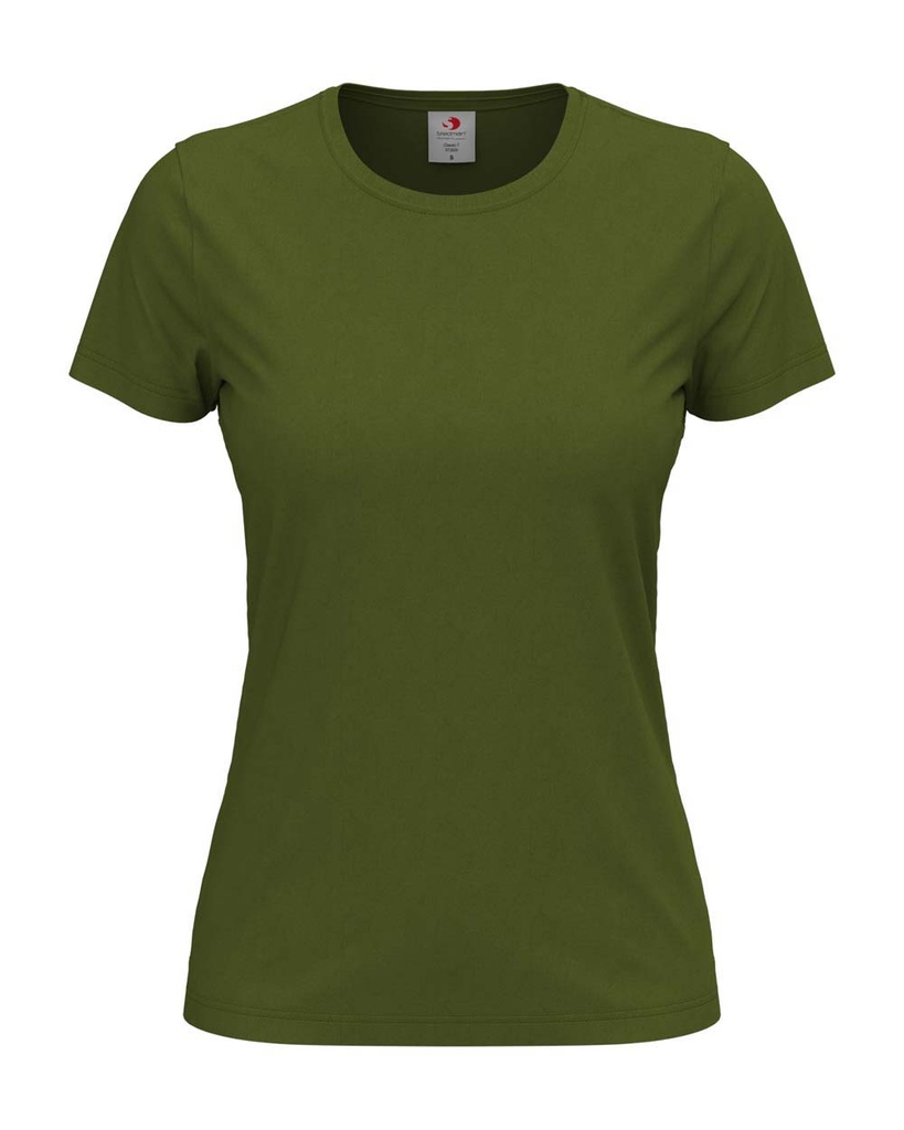 T-shirt Damski Klasyczny Bawelniany S141 - Hunters Green