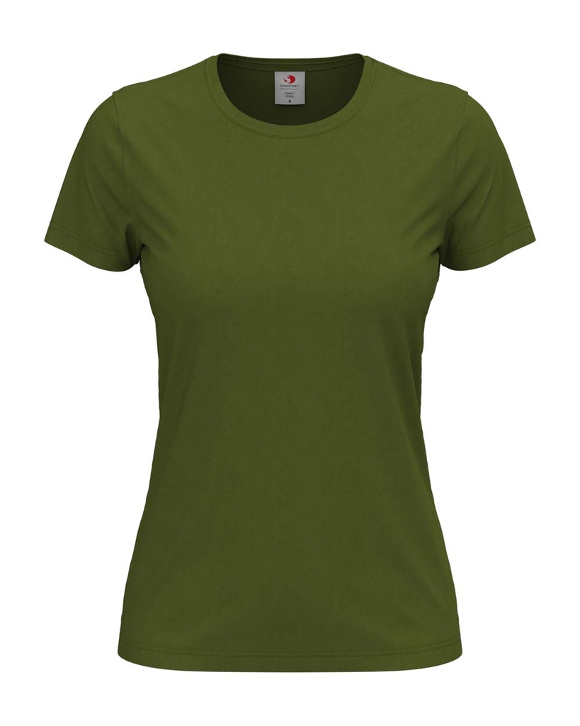 T-shirt Damski Klasyczny Bawelniany S141 - Hunters Green