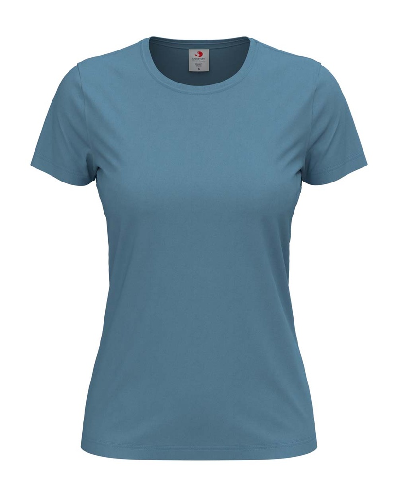 T-shirt Damski Klasyczny Bawelniany S141 - Light Blue