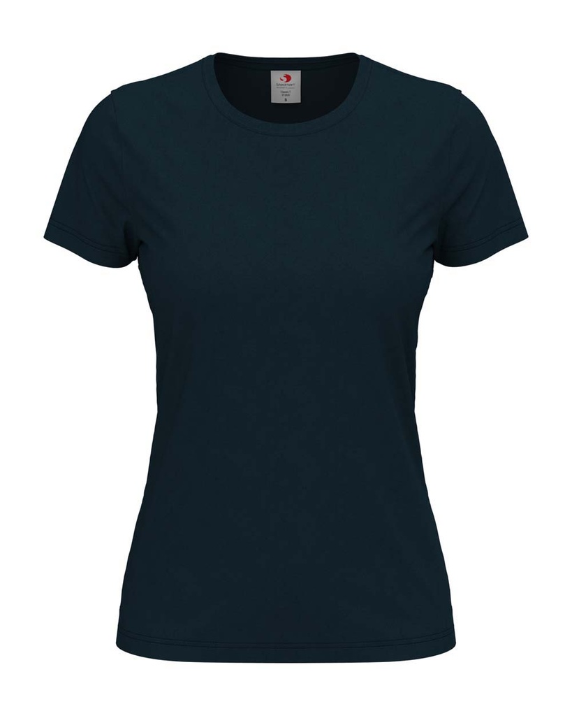 T-shirt Damski Klasyczny Bawelniany S141 - Marina Blue