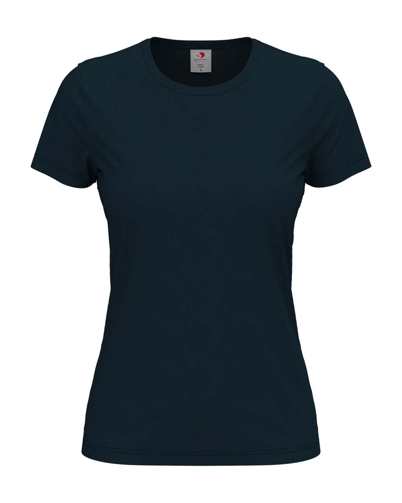 T-shirt Damski Klasyczny Bawelniany S141 - Marina Blue