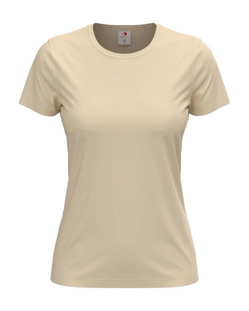 T-shirt Damski Klasyczny Bawelniany S141 - Natural