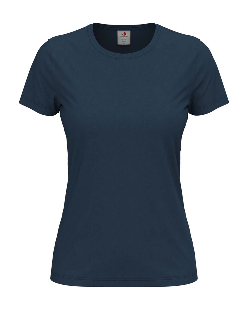 T-shirt Damski Klasyczny Bawelniany S141 - Navy Blue
