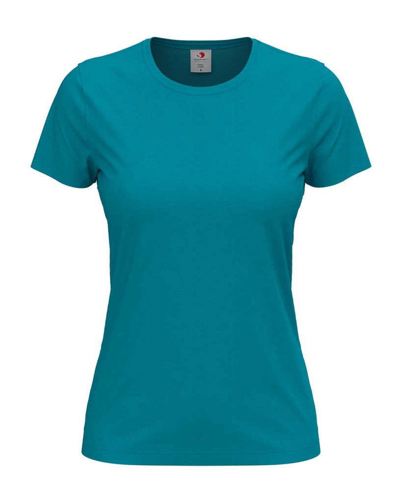 T-shirt Damski Klasyczny Bawelniany S141 - Ocean Blue