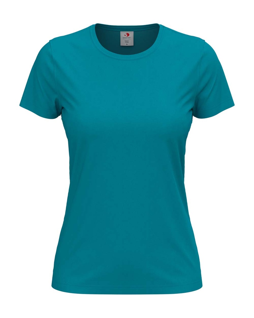 T-shirt Damski Klasyczny Bawelniany S141 - Ocean Blue
