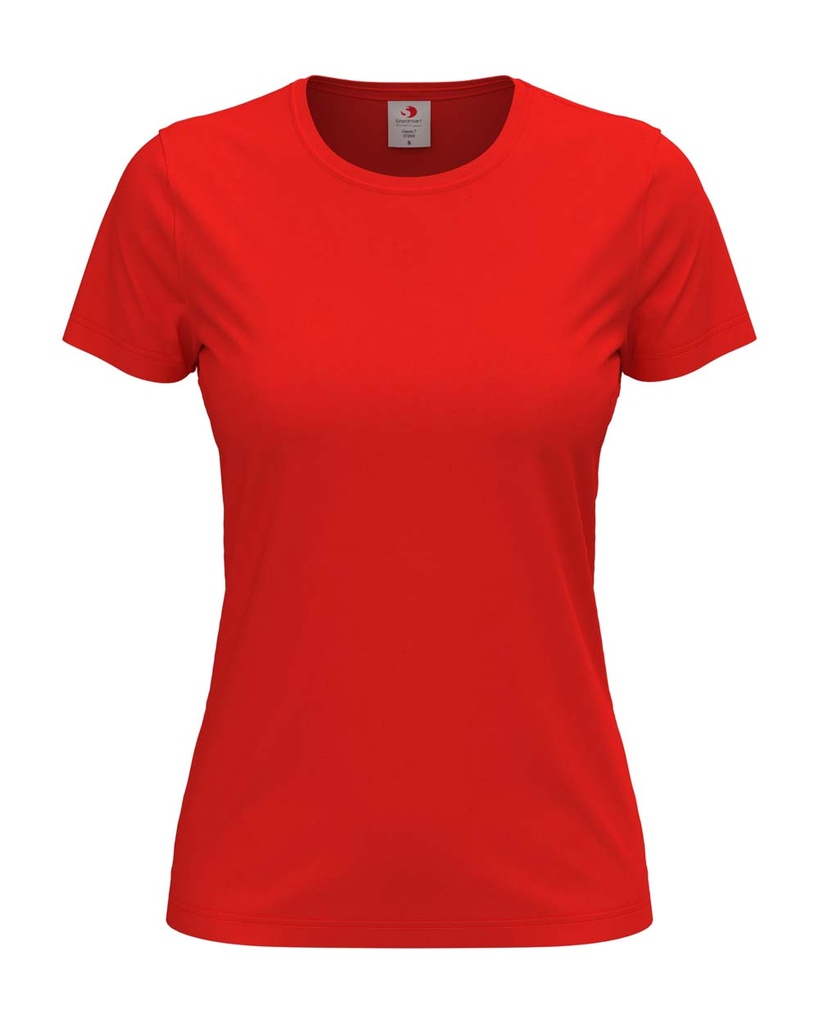 T-shirt Damski Klasyczny Bawelniany S141 - Scarlet Red