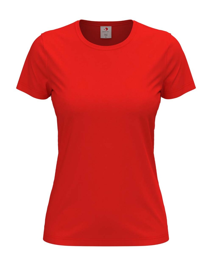 T-shirt Damski Klasyczny Bawelniany S141 - Scarlet Red