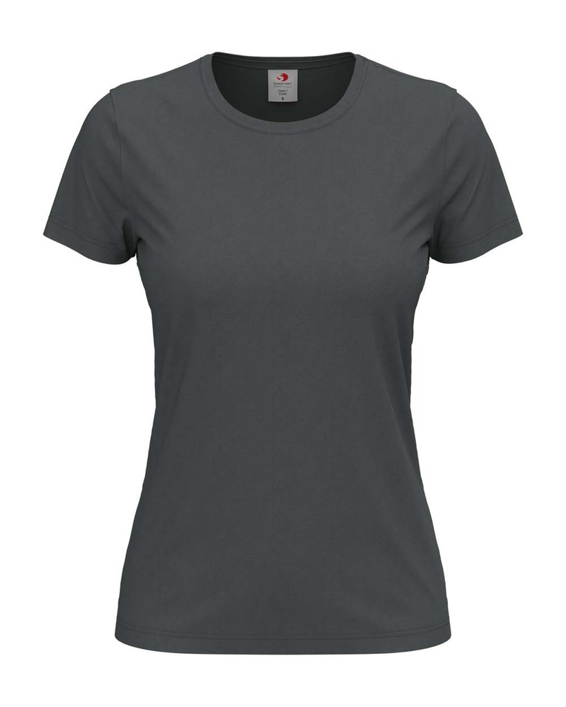 T-shirt Damski Klasyczny Bawelniany S141 - Slate Grey (Solid)