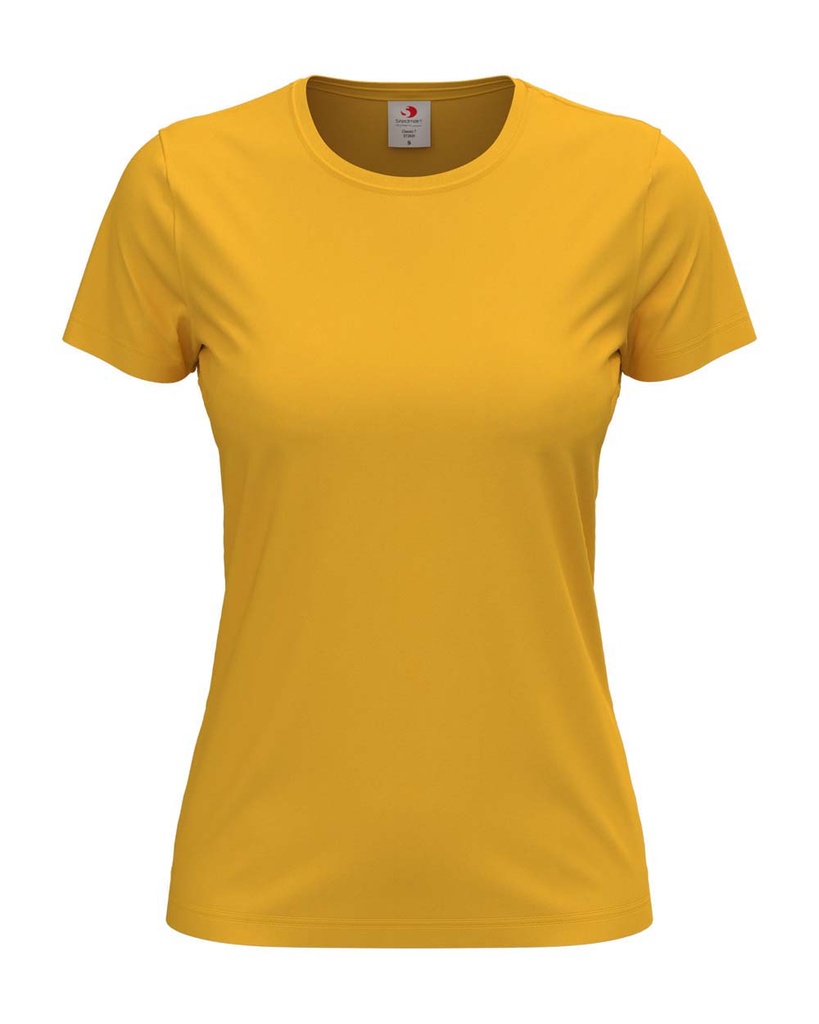 T-shirt Damski Klasyczny Bawelniany S141 - Sunflower Yellow