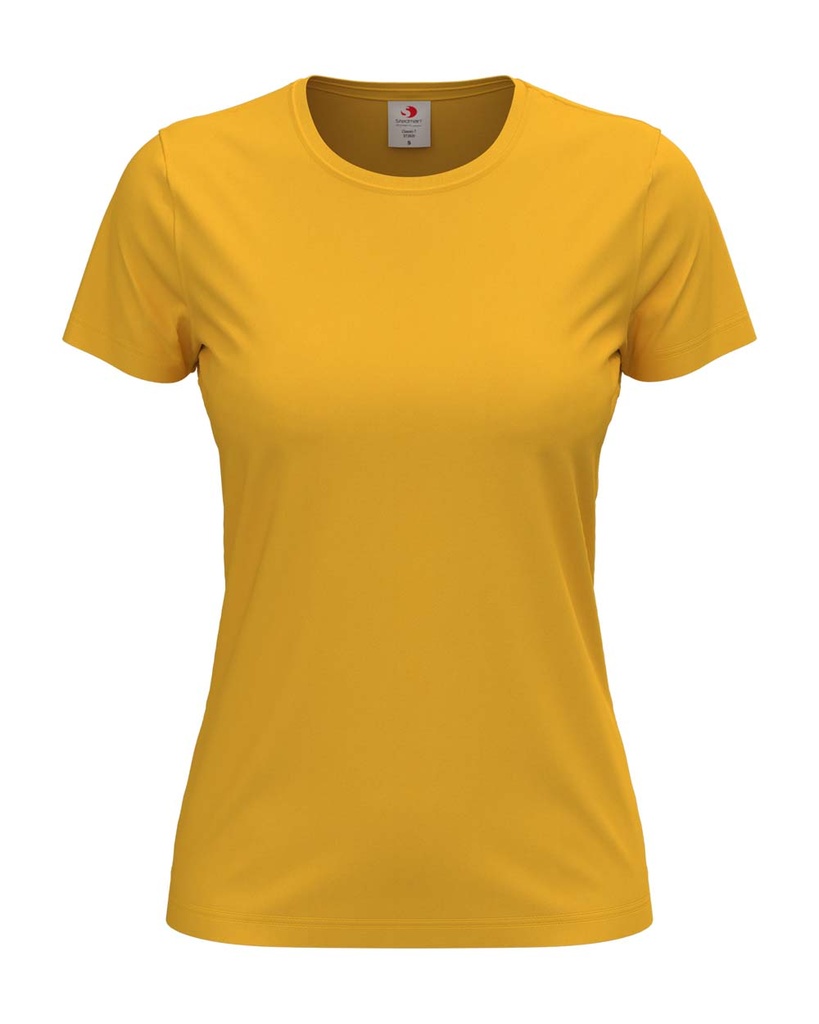 T-shirt Damski Klasyczny Bawelniany S141 - Sunflower Yellow
