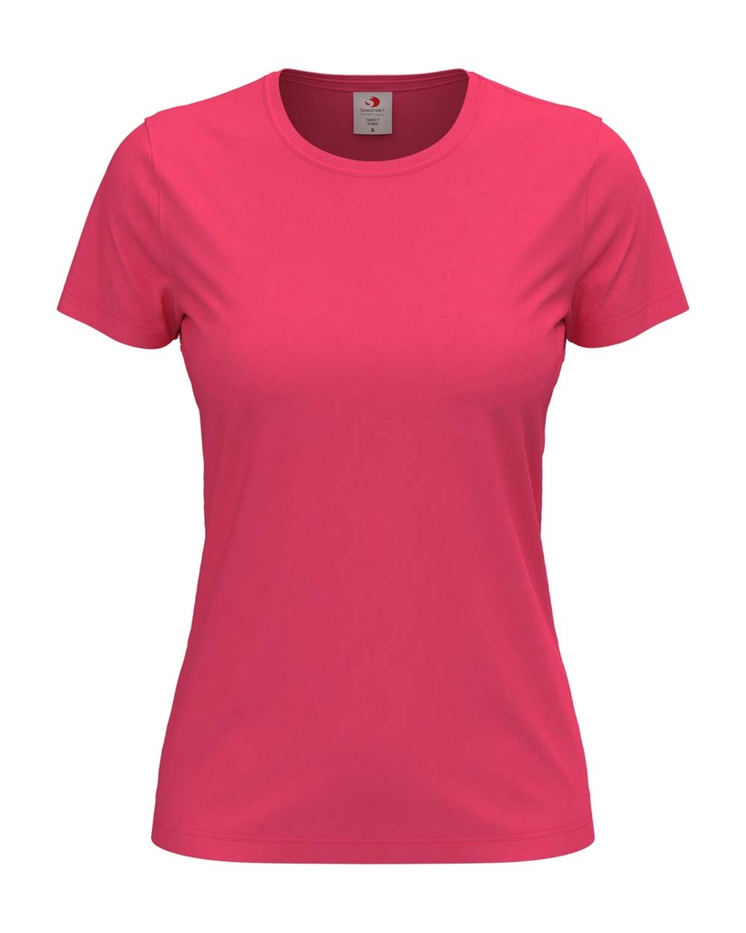T-shirt Damski Klasyczny Bawelniany S141 - Sweet Pink