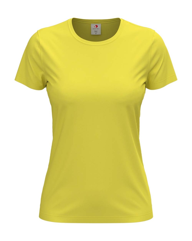 T-shirt Damski Klasyczny Bawelniany S141 - Yellow