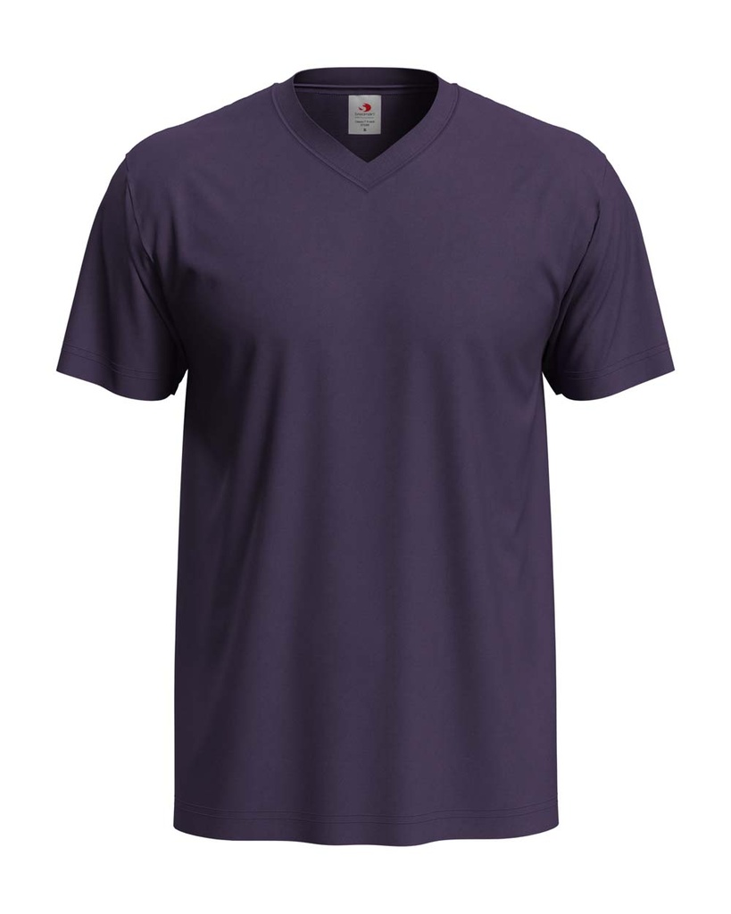 T-shirt Męski V-neck Klasyczny S270 - Deep Berry