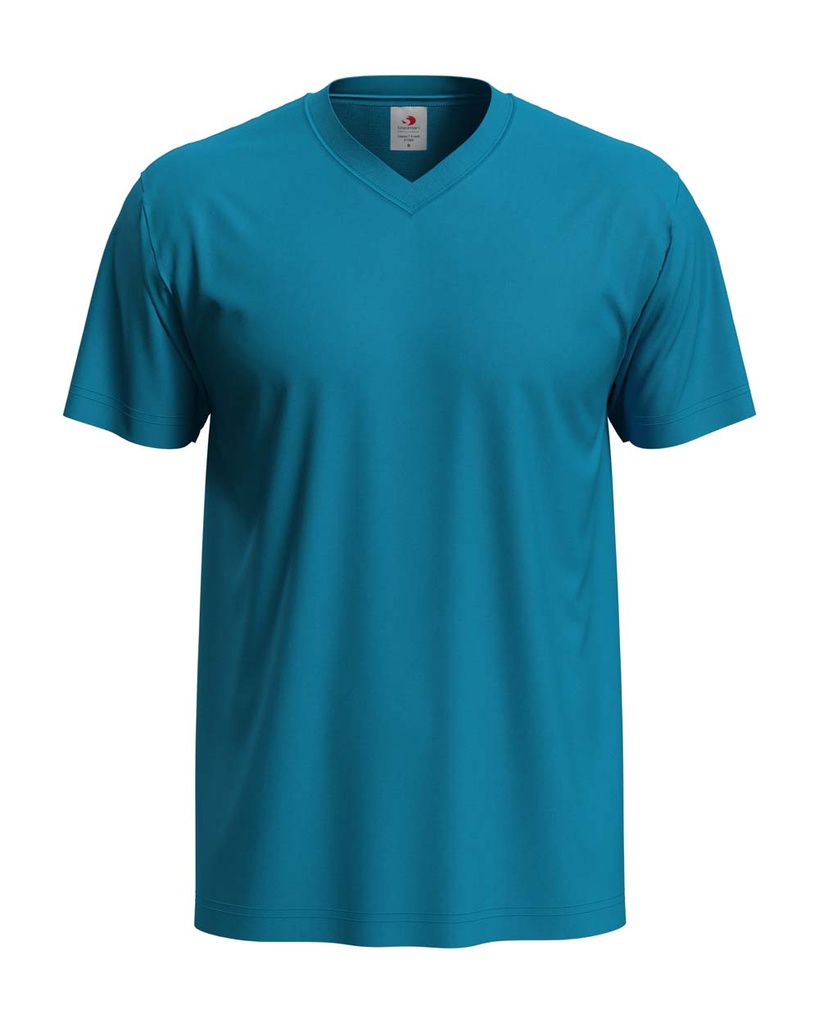 T-shirt Meski V-neck Klasyczny S270 - Ocean Blue