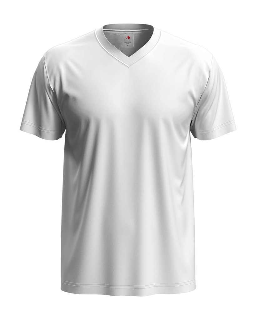 T-shirt Meski V-neck Klasyczny S270 - White