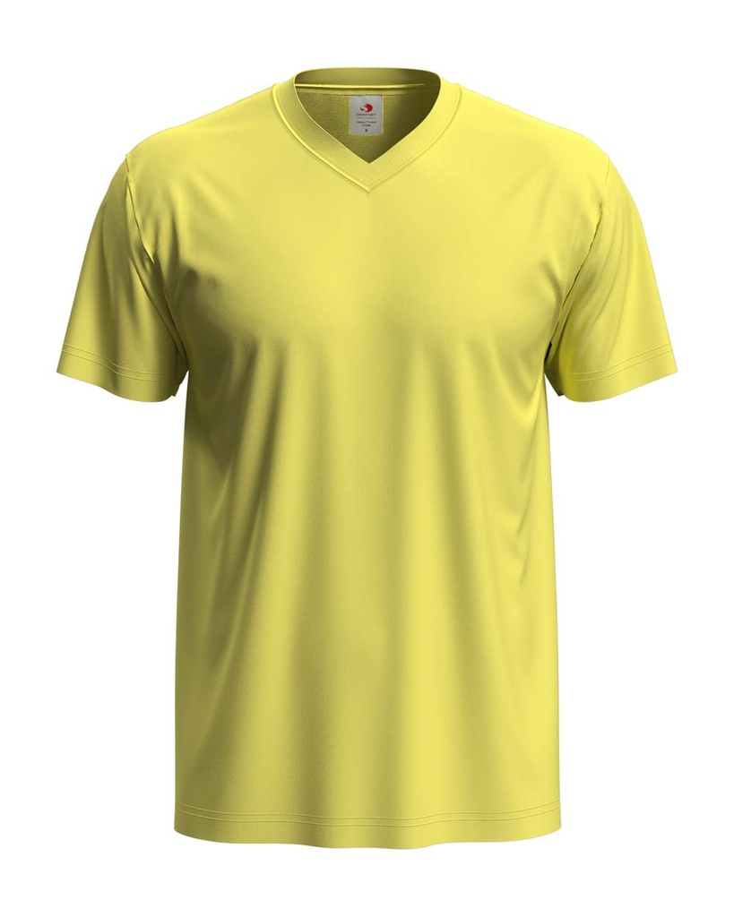 T-shirt Meski V-neck Klasyczny S270 - Yellow