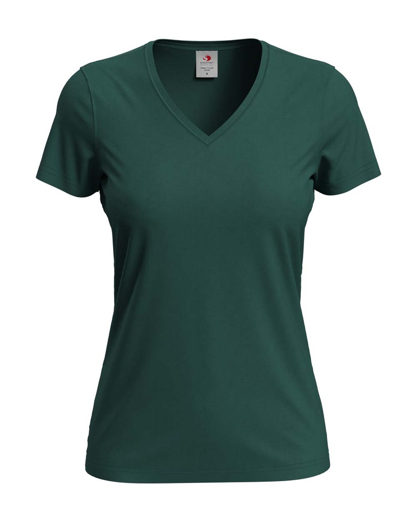 T-shirt Damski Klasyczny Dekolt V S279 - Bottle Green