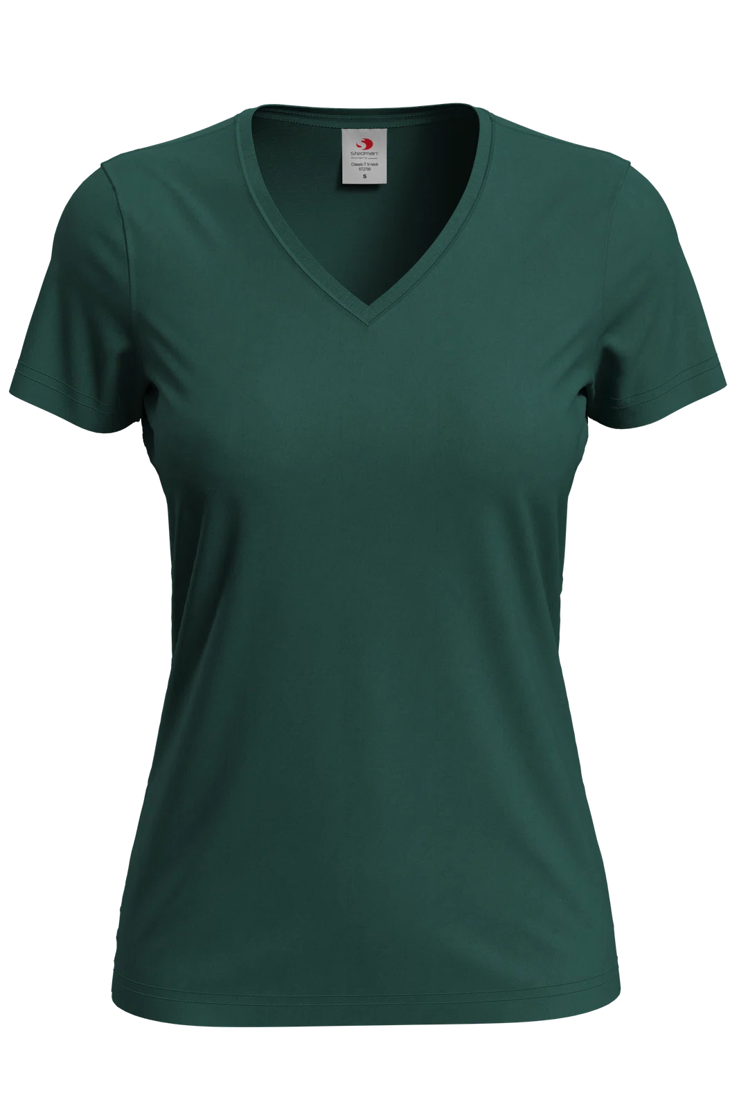 T-shirt Damski Klasyczny Dekolt V S279 - Bottle Green