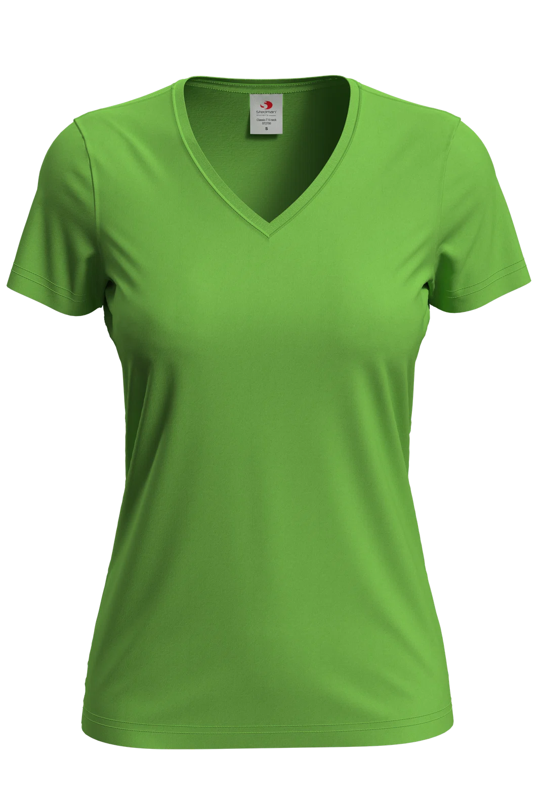 T-shirt Damski Klasyczny Dekolt V S279 - Kiwi Green