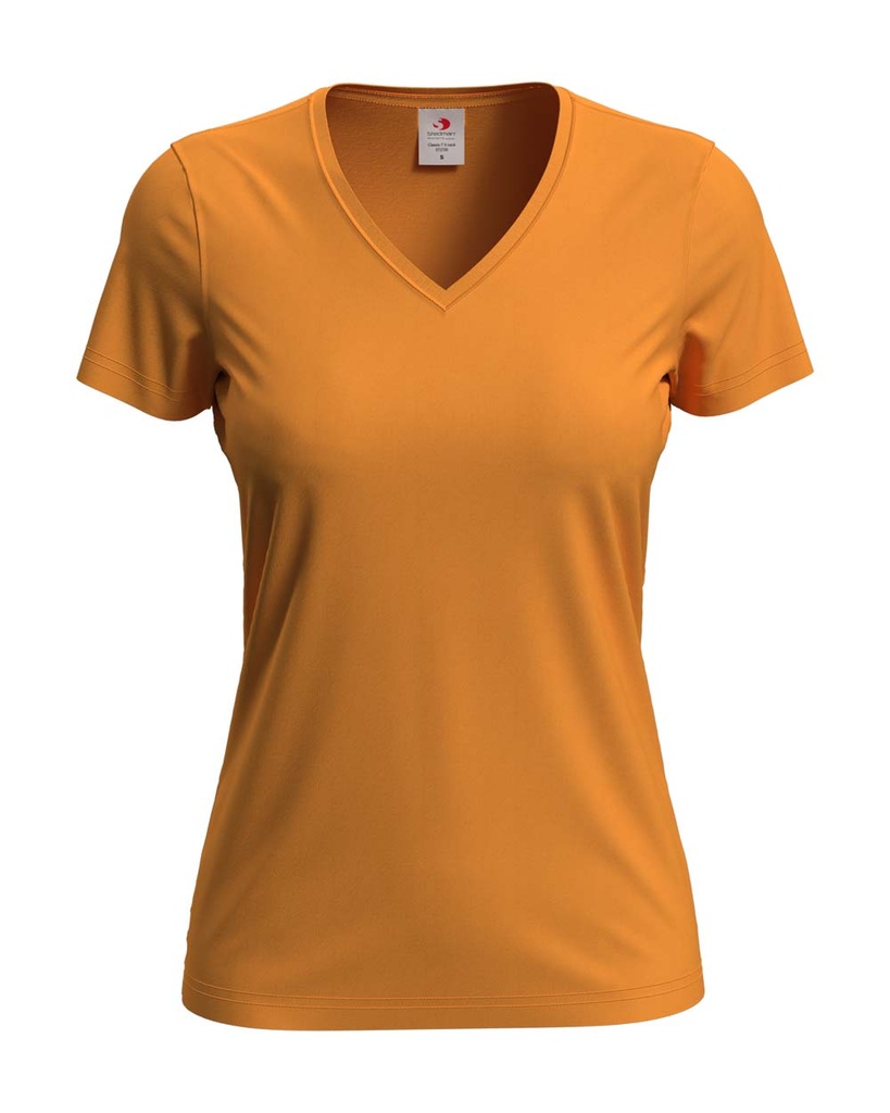 T-shirt Damski Klasyczny Dekolt V S279 - Orange