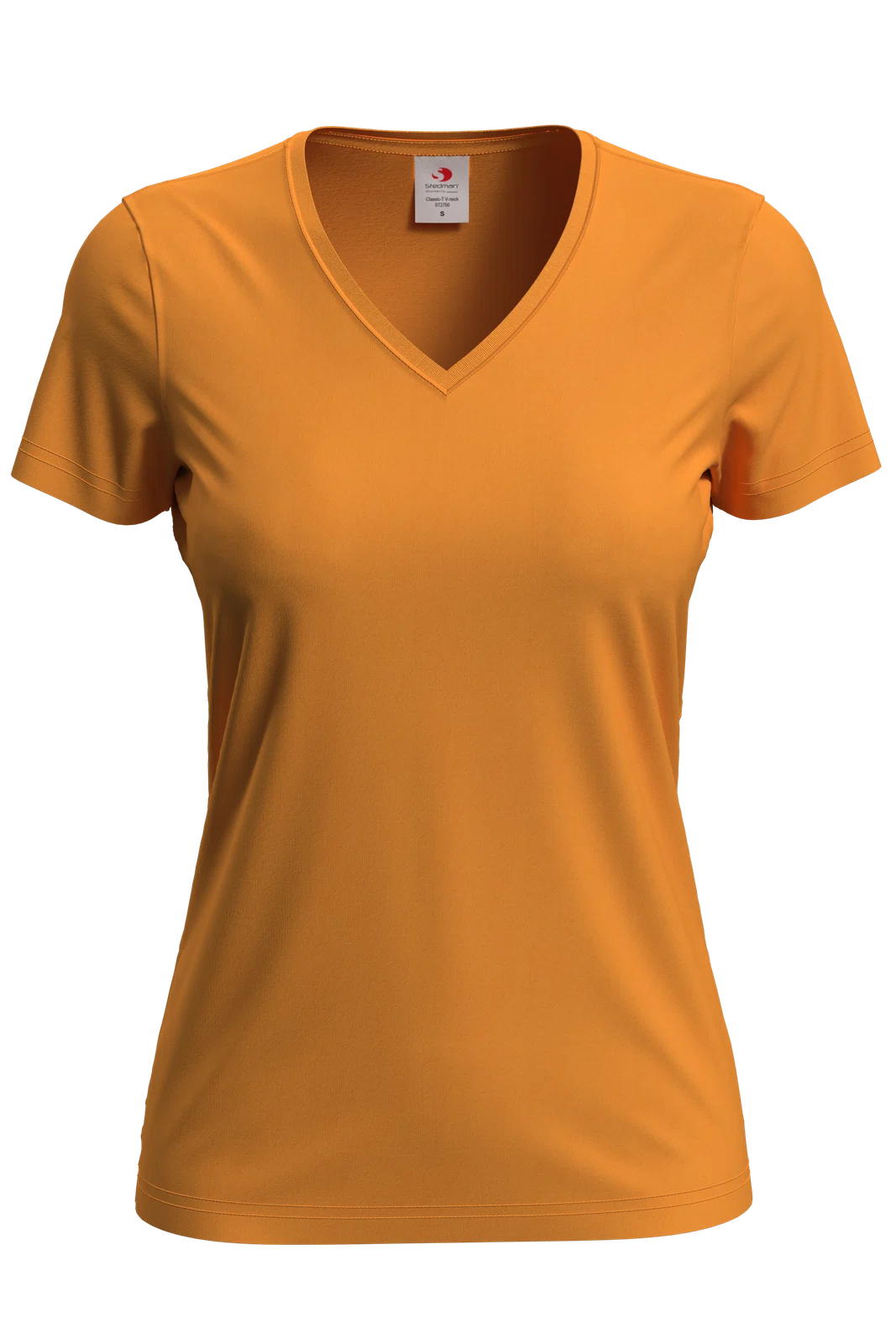 T-shirt Damski Klasyczny Dekolt V S279 - Orange