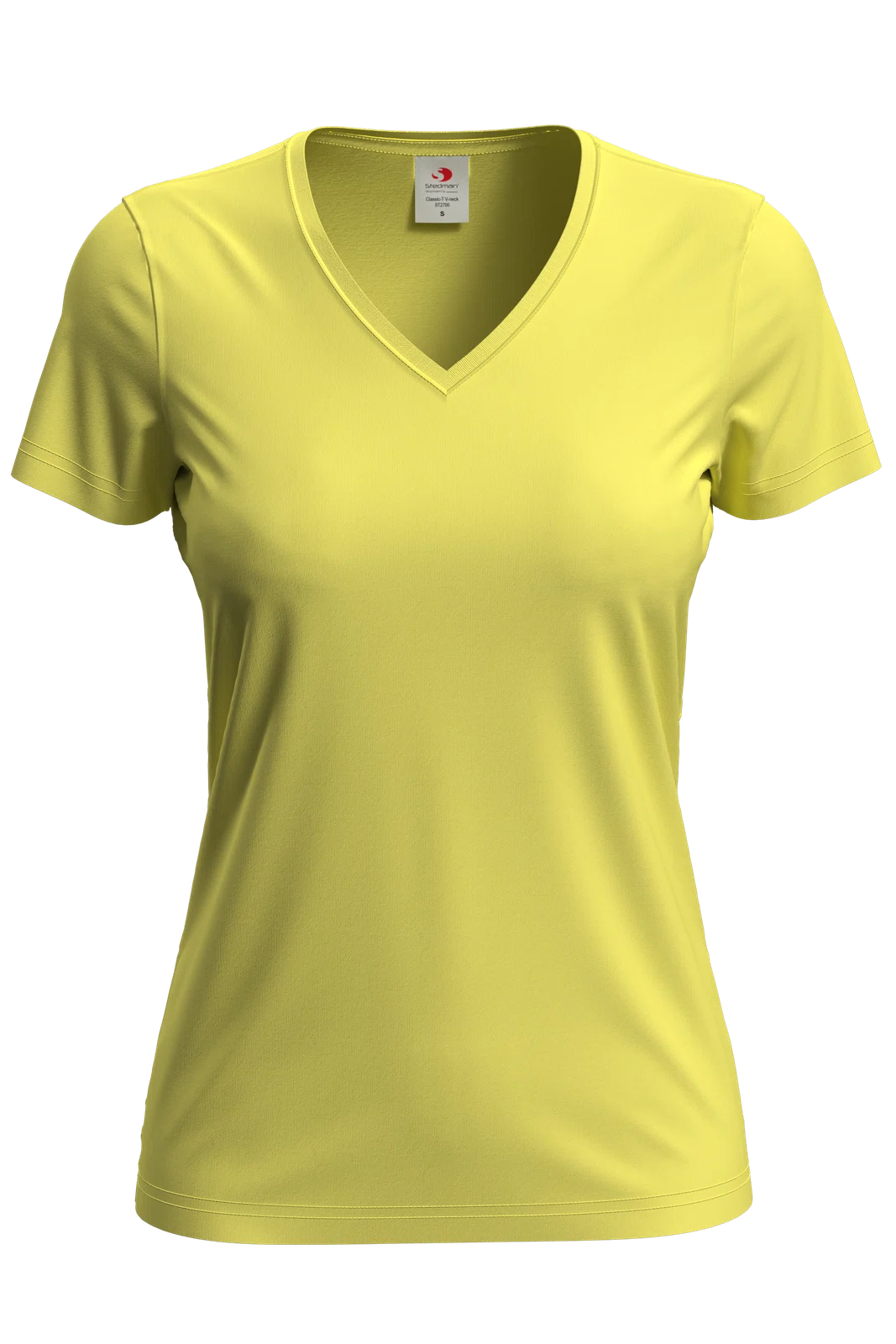 T-shirt Damski Klasyczny Dekolt V S279 - Yellow