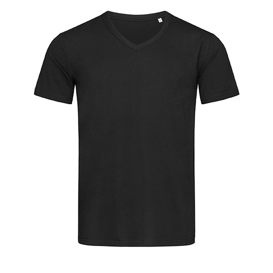 T-shirt Klasyczny Dekolt V Bawelniany S9010 - Black Opal