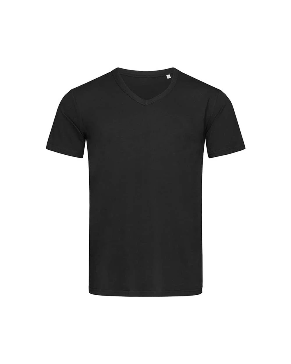 T-shirt Klasyczny Dekolt V Bawelniany S9010 - Black Opal