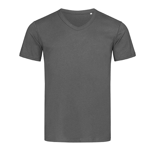T-shirt Klasyczny Dekolt V Bawelniany S9010 - Slate Grey (Solid)