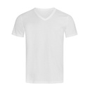 T-shirt Klasyczny Dekolt V Bawelniany S9010 - White