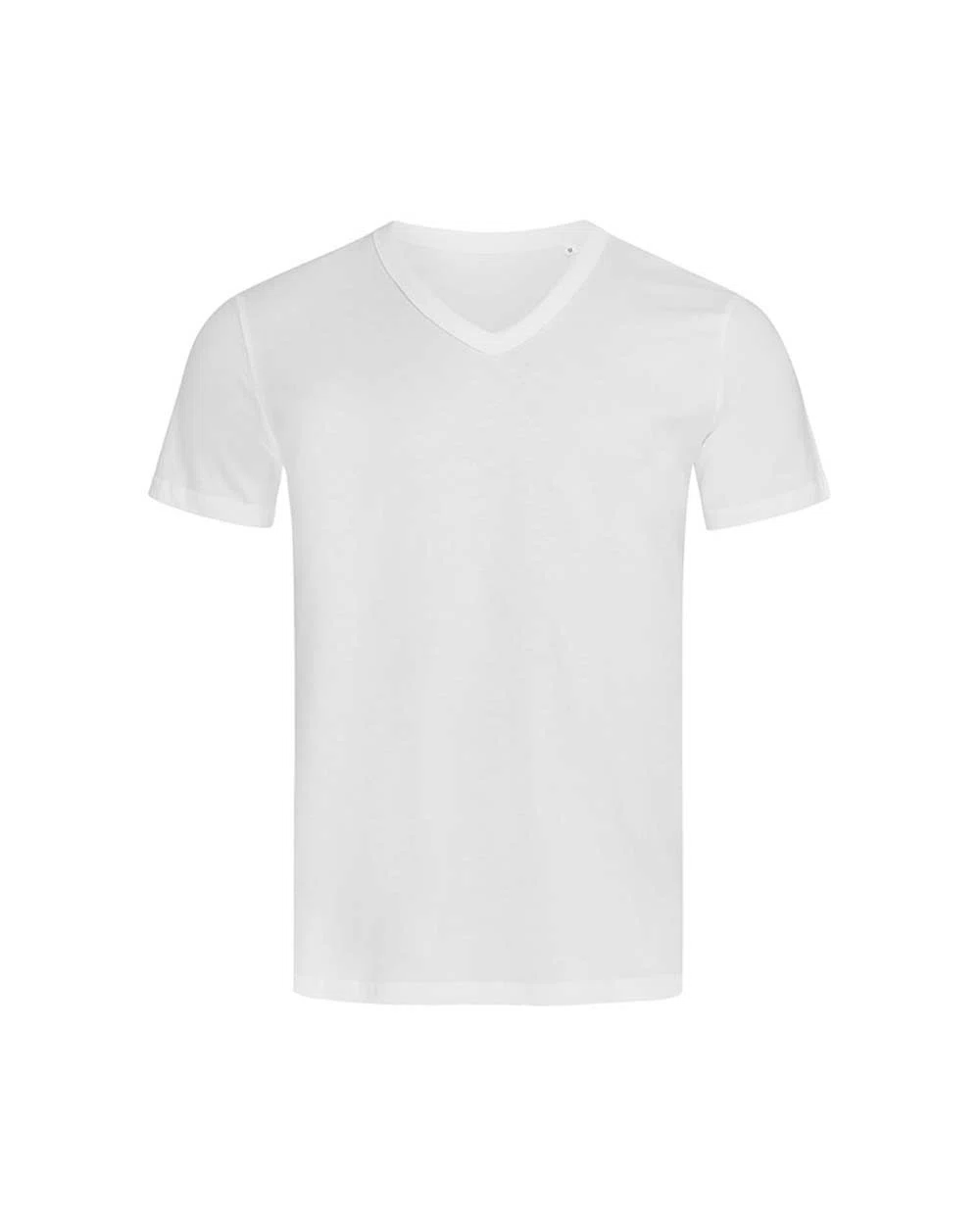 T-shirt Klasyczny Dekolt V Bawelniany S9010 - White