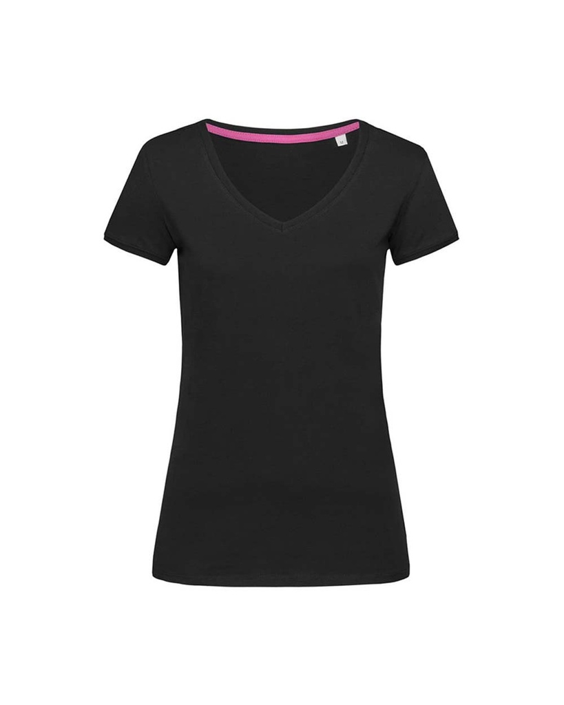 Koszulka Damska Dekolt V Bawelniana S9130 - Black Opal