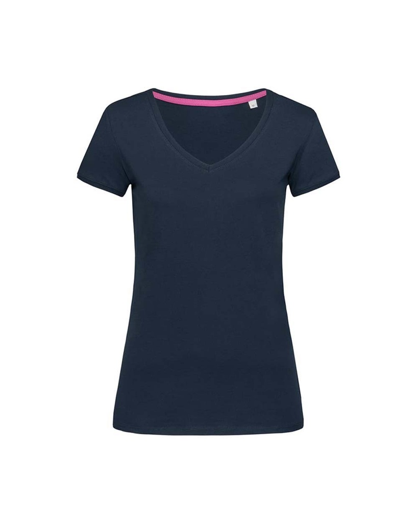 Koszulka Damska Dekolt V Bawelniana S9130 - Marina Blue