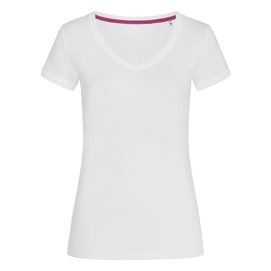 Koszulka Damska Dekolt V Bawelniana S9130 - White