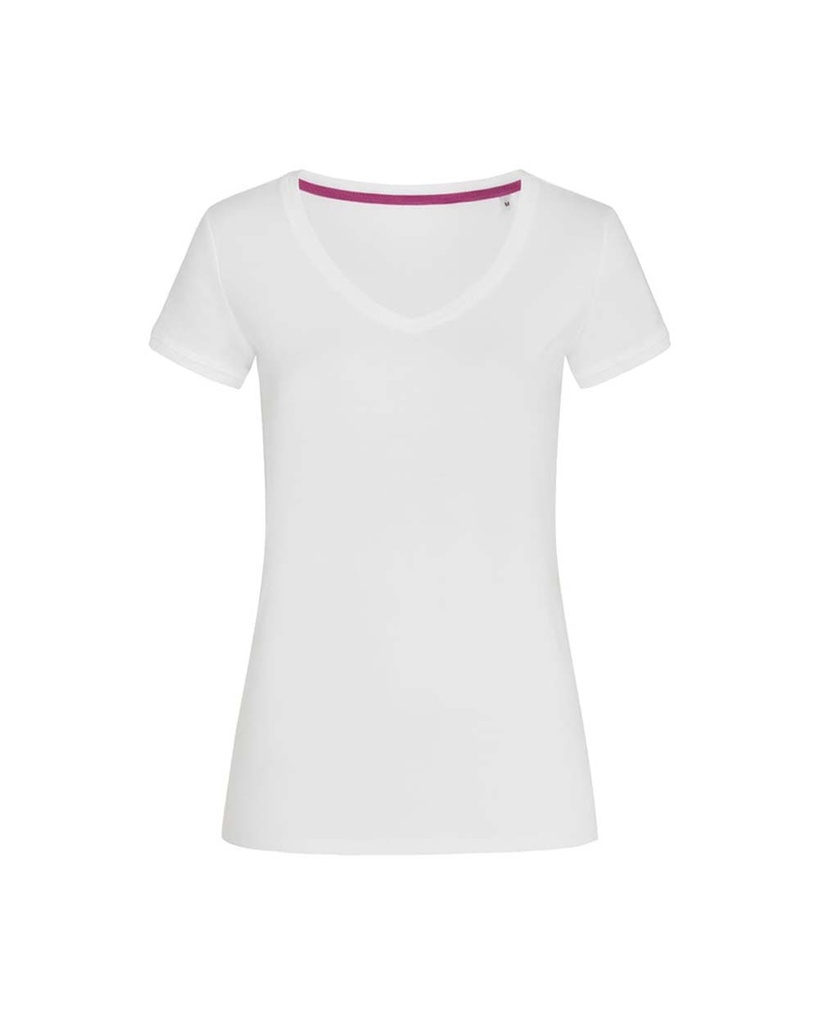 Koszulka Damska Dekolt V Bawelniana S9130 - White