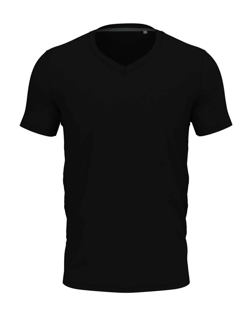 Koszulka Męska Slim V-neck Odprowadzająca Wilgoć S9610 - Black Opal
