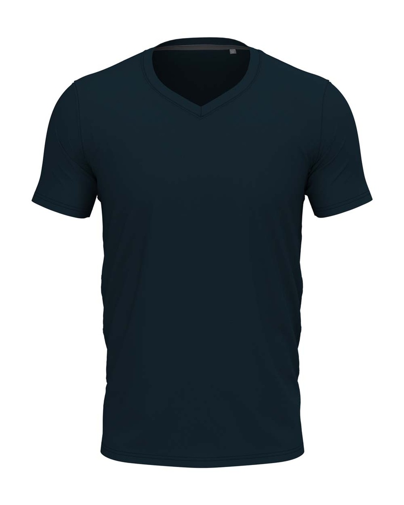 T-shirt Slim z Dekoltem V S9610 - Marina Blue