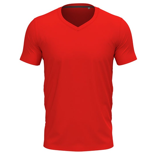 Koszulka Meska Slim V-neck Odprowadzajaca Wilgoc S9610 - Scarlet Red