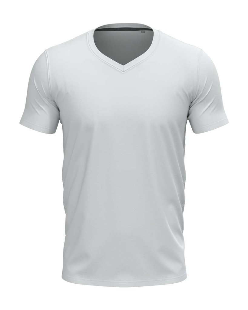 Koszulka Meska Slim V-neck Odprowadzajaca Wilgoc S9610 - White