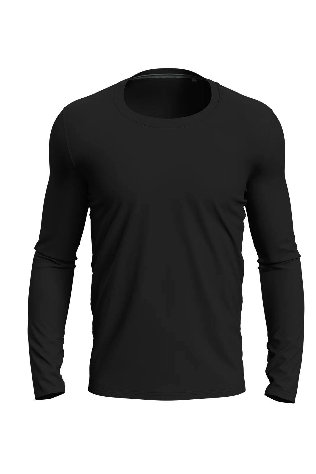 T-shirt slim z dlugim rekawem S9620 - Black Opal