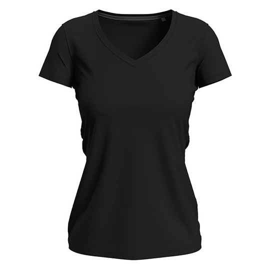 T-shirt Damski Slim Dekolt V S9710 - Black Opal