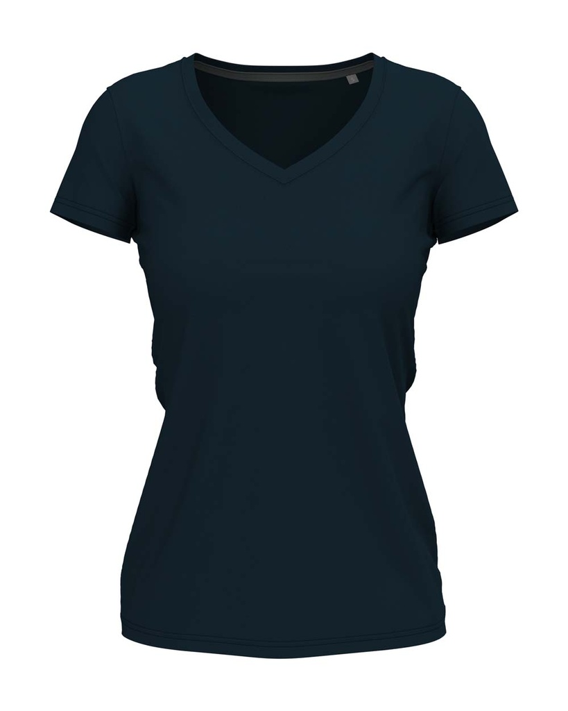 T-shirt Damski Slim Dekolt V S9710 - Marina Blue