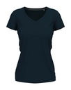 T-shirt Damski Slim z Dekoltem V S9710 - Marina Blue