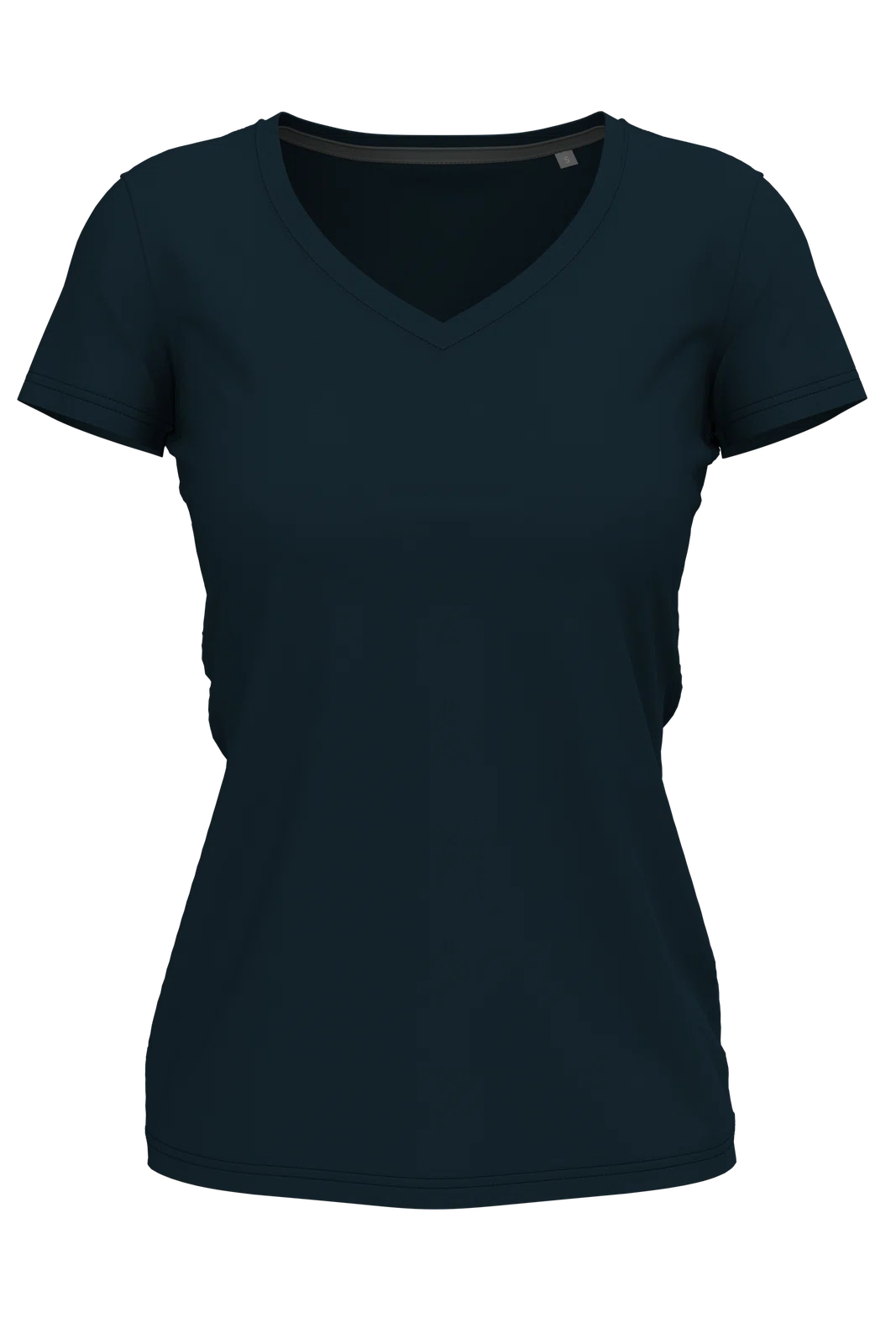 T-shirt Damski Slim Dekolt V S9710 - Marina Blue